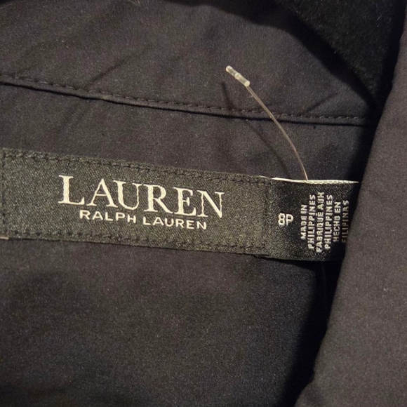 NWOT Lauren Ralph Lauren Women's Petite Cotton-Blend Shirtdress Black Size 8 P - Picture 3 of 5